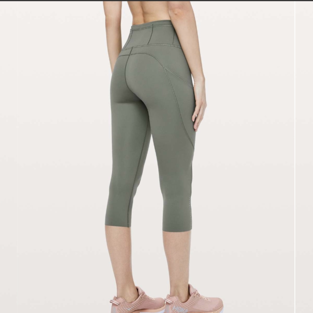 Lululemon Fast & Free Crop II *Nulux 19" Grey Sage